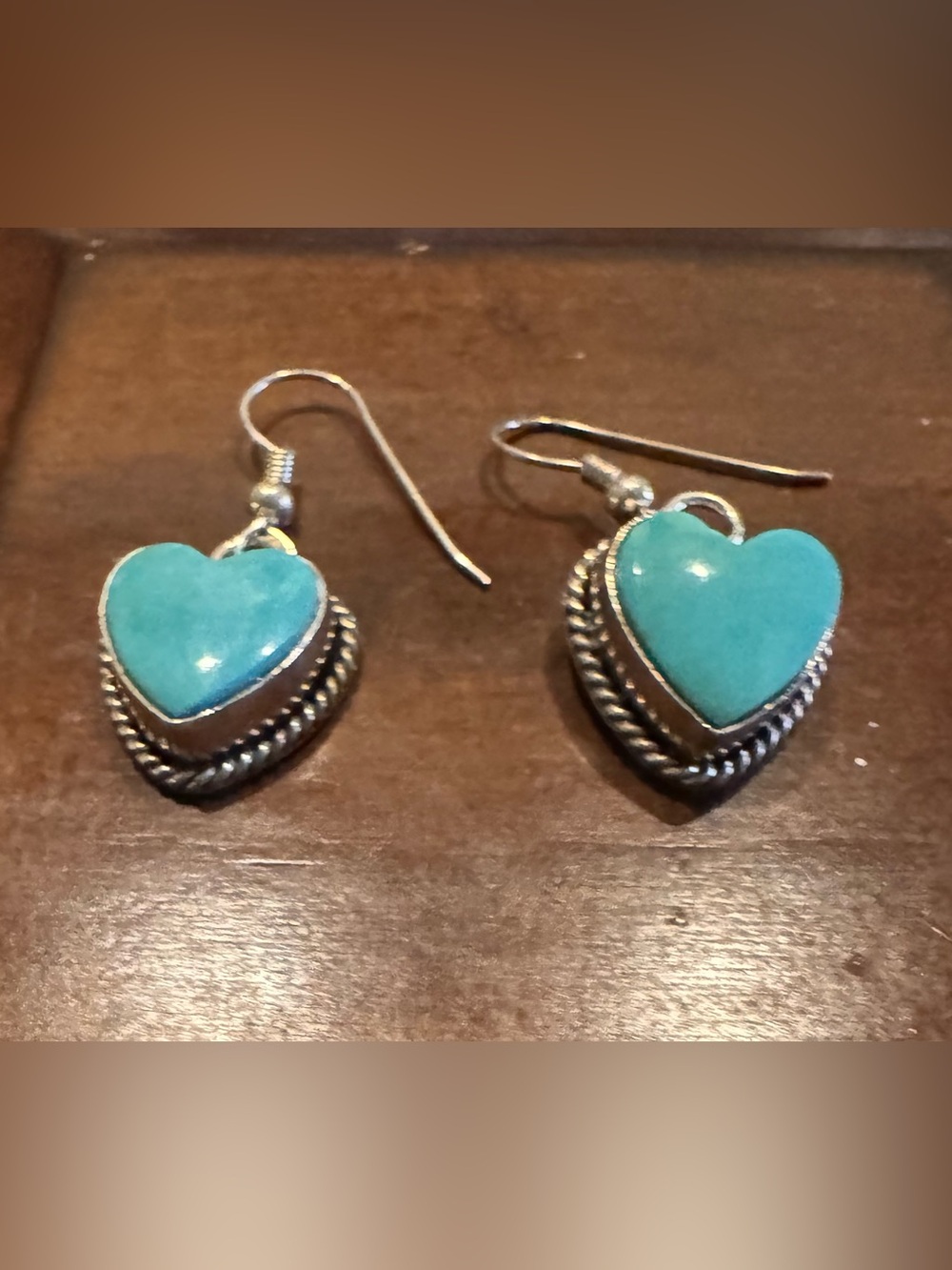 Sterling Silver Turquoise Heart Drop Earrings